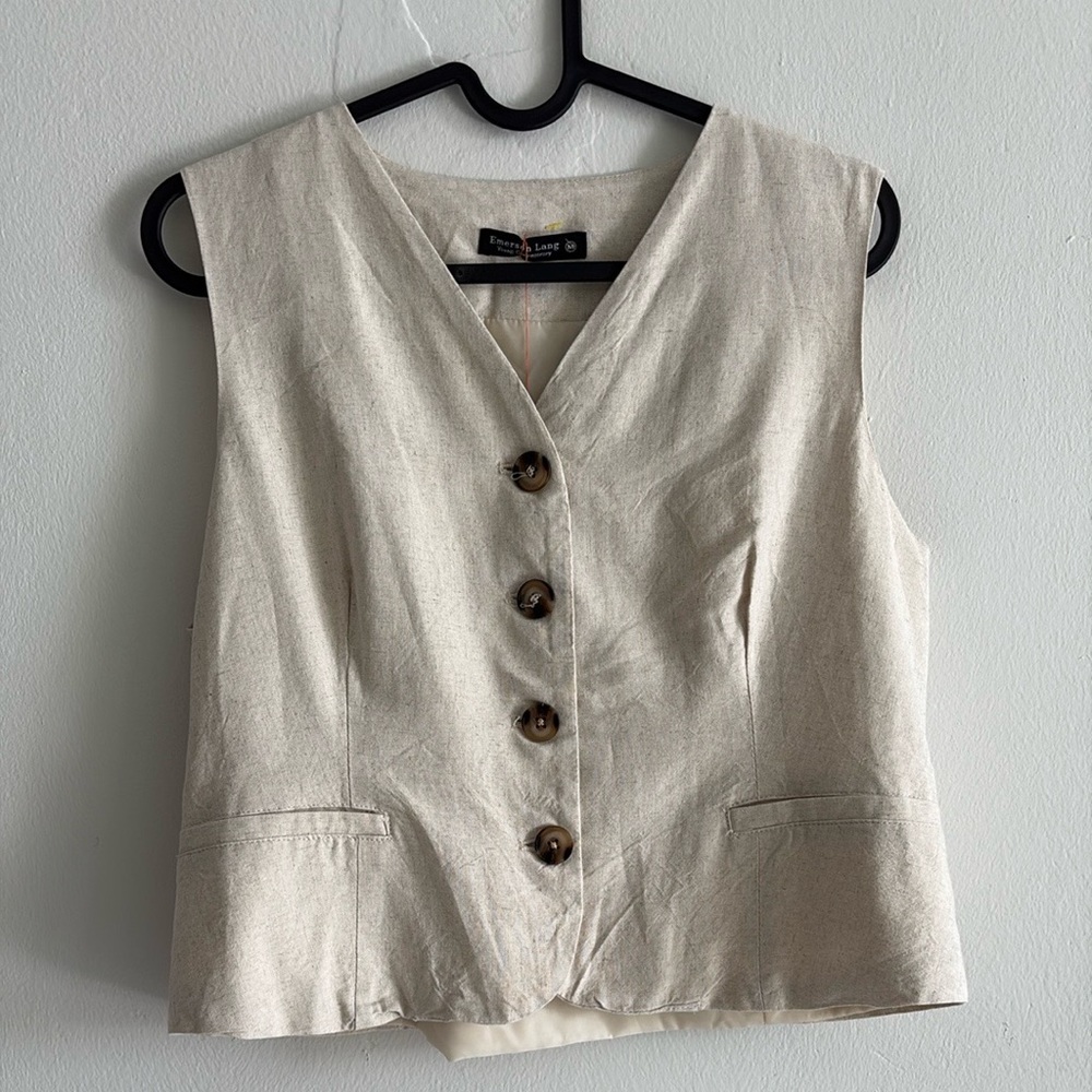 Women's Beige Button-Down Vest